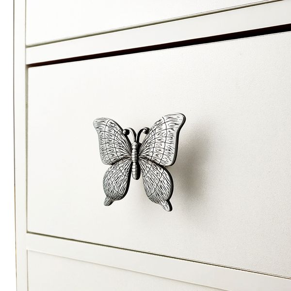 Forma a farfalla vintage mobili in lega di zinco manopole per porte per bambini che hardware per il guardaroba è tiro di armadietto