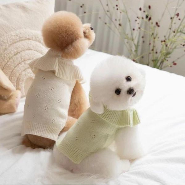 Cachorro cachorro filhote de luxo de luxo cashmere lotus colar malha lã macia subcoat cat suéter roupas pequenas inverno