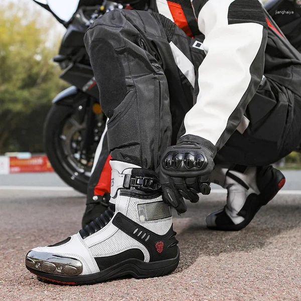 Sapatos de ciclismo Botas de motocicleta Alto tornozelo motociclista motoco Motocross Motocross Motorbike para homens Sapato MTB