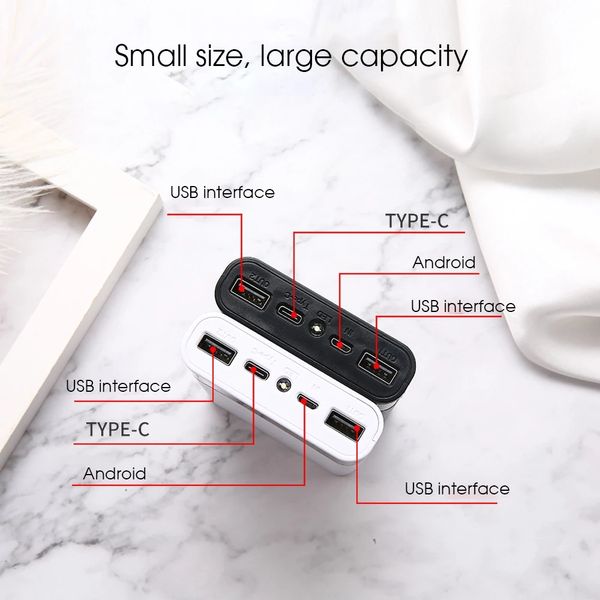 4*18650 Корпус Банка питания 10W 15000 мАч USB Type C ящик для хранения батареи без батарейного батарея для телефона для телефона Xiaomi зарядка