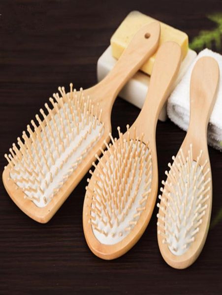 Wood pente profissional saudável almofada de pás de cabelo massagem escova de cabelo escova de cabelo cuidados de cabelo saudável bambu comb1557028