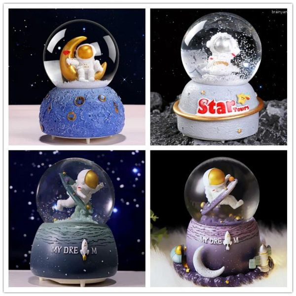 Estatuetas decorativas castelo bola de cristal neve luzes flutuantes caixas de som decoração de menina decoração de natal presente no dia dos namorados