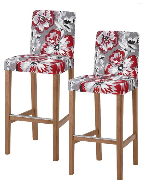Coperchi di sedie texture grigio floreale sgabello da bar rosso sgabello elastico posti posteriori corti Protettore per la sala da pranzo a casa