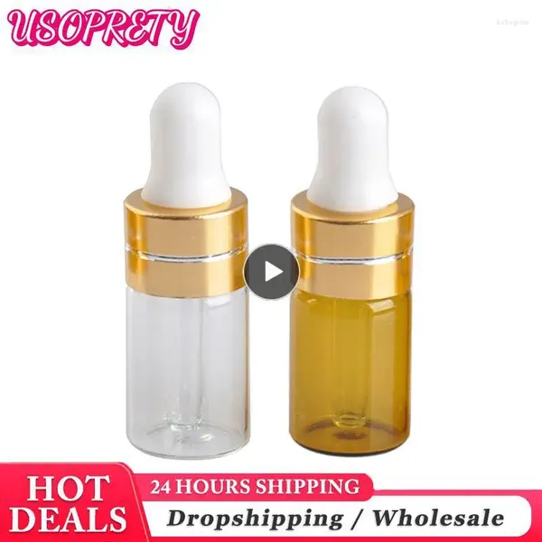 Lagerflaschen 3ml Glas Drop -Flaschen -Flaschen Gläser mit Pipette für kosmetische ätherische Öl Zufallsfarbe