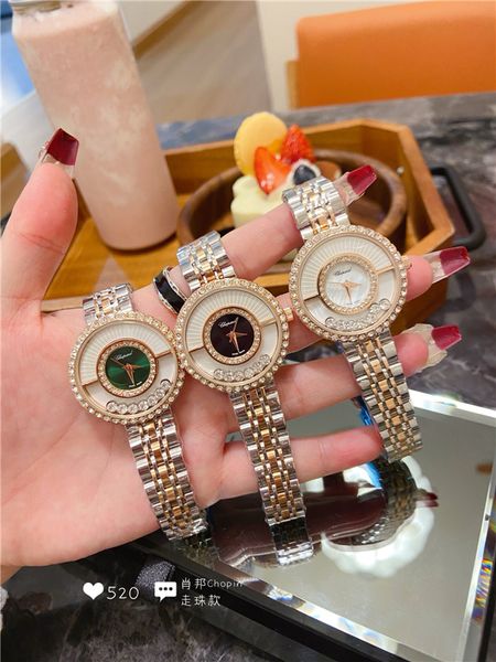 Moda Full Brand Wrist Wates Women Girl Crystal Style Steel Metal Band Quartz com Logo Luxury Clock Cho 04