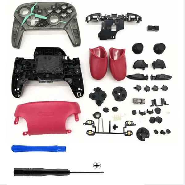 Kit de capa de caixa de casca de casca completa DIY Custom com parafusos de botões para Nintendo Switch Pro Controller ns Pro gamepad vermelho