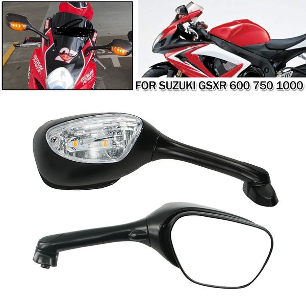 Motocicleta Vista traseira espelho lateral com luz de giro LED para Suzuki GSXR 600 750 1000 GSX-R K6 K7 K8 SV650 650S SV 1000 1000S