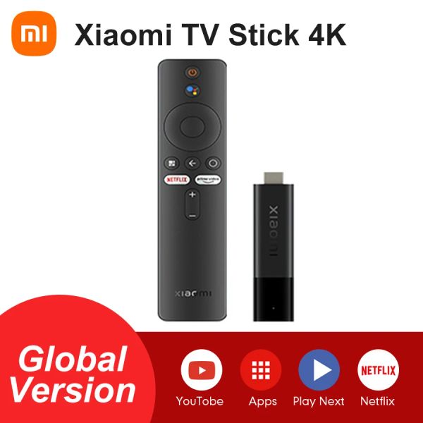 Kutu Global Sürüm Xiaomi Mi TV Stick 4K Android TV 11 2GB RAM 8GB ROM Netflix WiFi Google Assistant Bluetooth 5.0 Akıllı TV Dongle