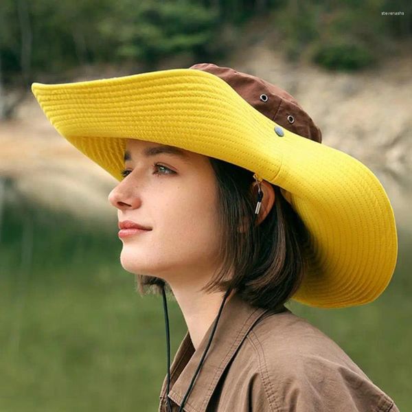 Geniş Memlu Şapkalar Spor Kapağı Kovboy Güneş Şapkası Katlanabilir Su Geçirmez UV Koruması Yaz için Nefes Alabilir.