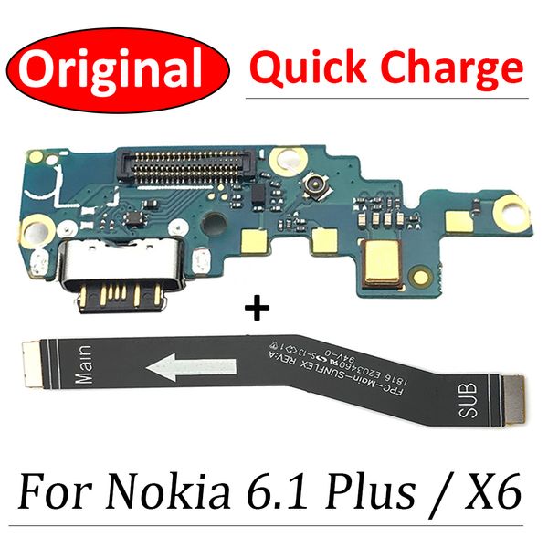 100% original para Nokia 6.1 Plus / X6 TA-1099 TA-1103 USB PLACA DE CARGA USB CONECTOR DO CARREGOR DE PORTA DE