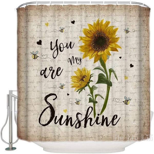 Duschvorhänge Sonnenblume von ho me lili du bist mein Sonnenschein Kraftpapier polyester Stoff wasserdichte Sets mit Haken