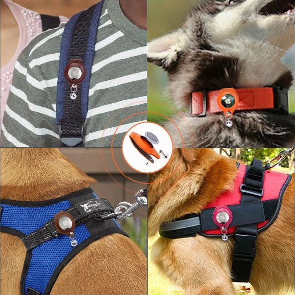 Copertina di protezione per cane da compagnia Torchia in pelle per la pelle di mela Airtags Case Kitten Cucciolo Anti-Lost GPS Tracker Cane COLLAR