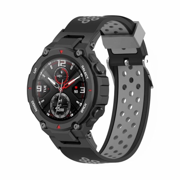 Pulseira de substituição para huami amazfit t rex / t rex pro duas cor de fivela de fivela de orifício respirável colorido faixa de pulseira de pulseira inteligente banda de relógio inteligente