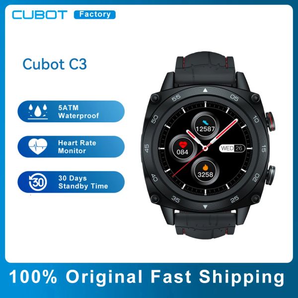 Uhren Cubot C3 Smart Watch Sports Fitness Tracker Clock Herzfrequenzmonitor 5ATM wasserdichte Smartwatch -Männer für Android iOS Phone