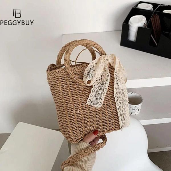 Çanta el yapımı yarım tur rattan dokuma saman tote yaz kadınlar messenger crossbody çanta kızlar küçük plaj çanta 2024