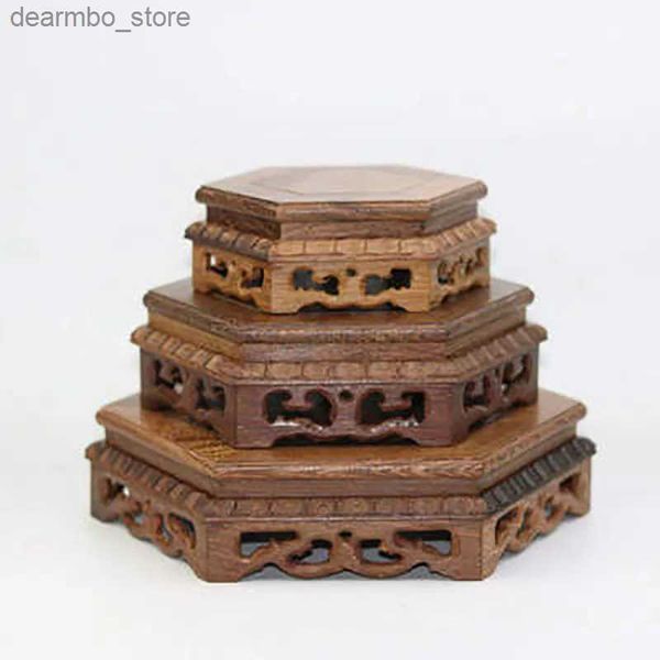 Artes e artesanato Hexaon Wooden Pedestal Vase Tea Sets