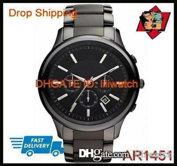 100 Original Japan Movement Drop New Herren Chronograph Black Ceramic Watch AR1451 AR1452 Gents Wristwatch6459493