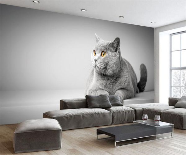 3D Cartoon Animal Canvas de gato papel de parede Adesivo de parede Murais infantils039s Sala Arte Poster Adesivos Living Bedroom Decoração 26664782