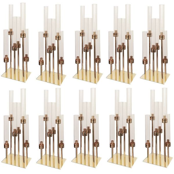 10pcs) Sliver oro/bianco nero) 6 braccia acriliche Candelabra Candelabra Candestichi di candele Acrilico DECURO