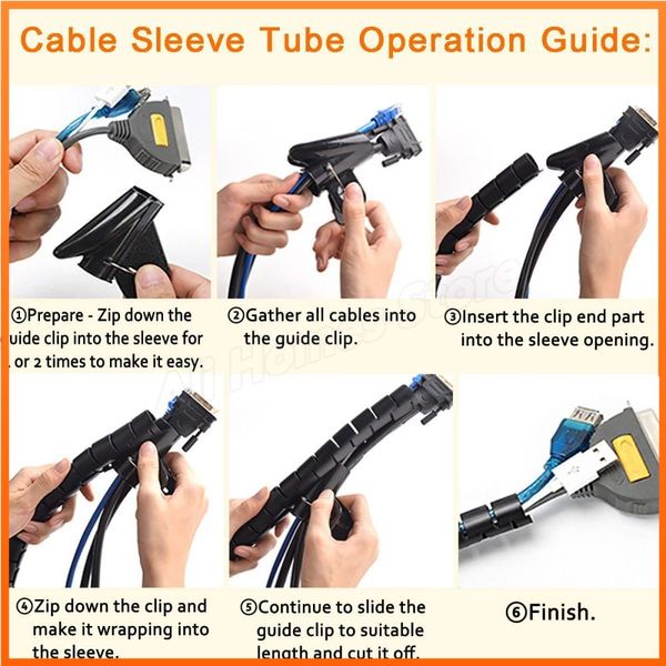 1,5/2/3 м Организаторы кабельного рукава спирального защитника кабеля Организатор Бундлер Гибкий расширяемый рукав для управления кабелями спираль