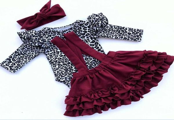 Roupas de menina bebê 024m Leopard recém -nascido infantil outono de primavera de manga comprida Ruffles Saias de roupas de bebê