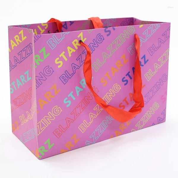 Wrap regalo piacevole sacchetto di carta per la spesa personalizzata portatile stampata con logo