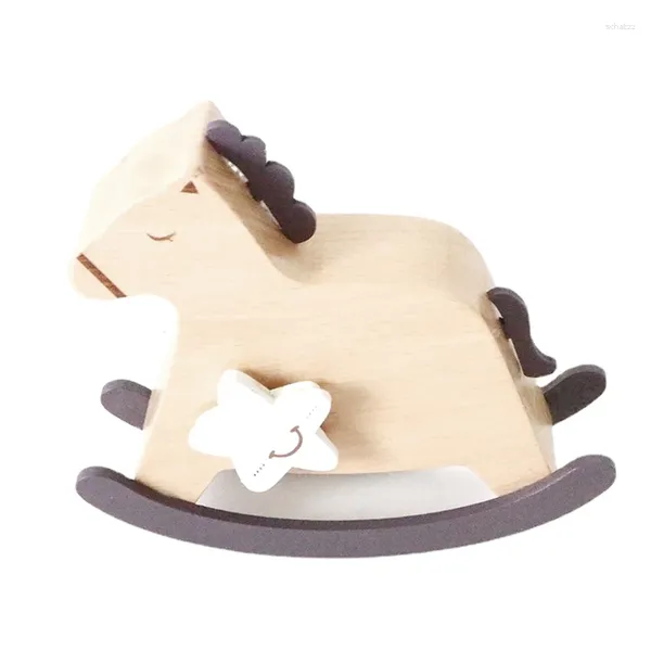 Figurine decorative sopra il cavallo in legno arcobaleno a dondolo per il cavallo della musica Yunsheng Meccanismo Movimento Musicale per decorazioni per la casa