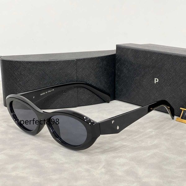 Designer Sonnenbrille Ellipsen Katzen -Auge Sonnenbrille für Frauen kleine Rahmen Trend Männer Geschenkbrillen Strand Schattierung UV -Schutz Polarisierte Brille mit Schachtel schön12