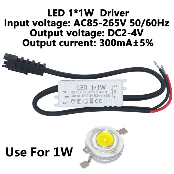 Driver de LED 1x1w 300mA 1x3w 600mA DC2-4V Mini Fonte de alimentação LED AC220V Transformadores de iluminação para lustre de lâmpada de cristal de diodo LED