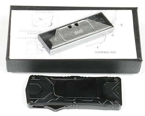 M6677 Automatisches Taktikmesser SK5 Satin Blade CNC Schwarzer Luftfahrt Aluminiumgriff EDC -Taschenpapierschneider Messer mit 5pcs Blades7063114