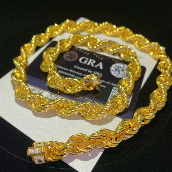 2024 Gioielli Hip Hop collana cubana 925 Sterling Silver Gold Gold Rope Chain Moissanite Fila