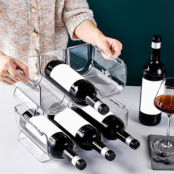 1/2/3pcs de armazenamento de vinho transparente de vinho universal portador de vinhos Grãe de armazenamento Organizador de cozinha Decoração de cozinha