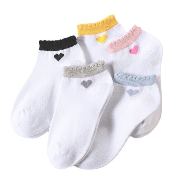 5 Paare/Los elegant lustige Süßigkeiten bunte süße Herzen Spitzen Sommer Spring Student Mädchen Kurzfrau Low geschnittene Knöchelsocken Frauen