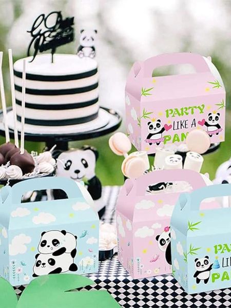 Wrap regalo 12 pezzi Panda Party Box Box Birthday Forniture come borse