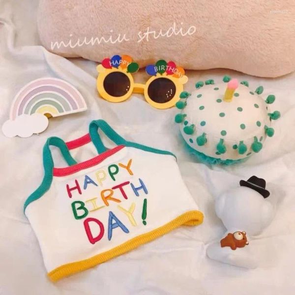 Abbigliamento per cani Lettera di abbigliamento per animali domestici giubbotti permanente per cani vestiti gatto piccolo compleanno stampato di buon compleanno carini accessori di moda estiva