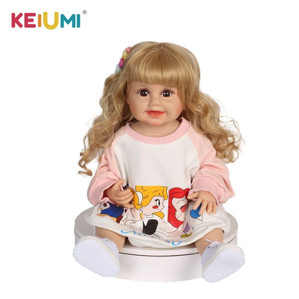 Keiiumi Smiling Face Doll 55 cm Vinil Reborn Baby Doll Bebe Reborn Toys Birthday Gifts for Child