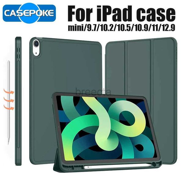 Tablet -PC -Koffer Taschen CasePoke für iPad 7. 8. 9. 10.2 Hülle mit Bleistifthalter Tablet -Abdeckung für iPad Air4/5 10.9 iPad Pro 12.9 Funda 240411