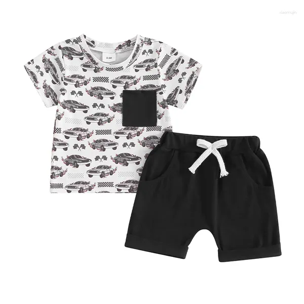 Set di abbigliamento per bambini Shorts Summer Shorts Short Short Care Racer Auto Tops e coulstring