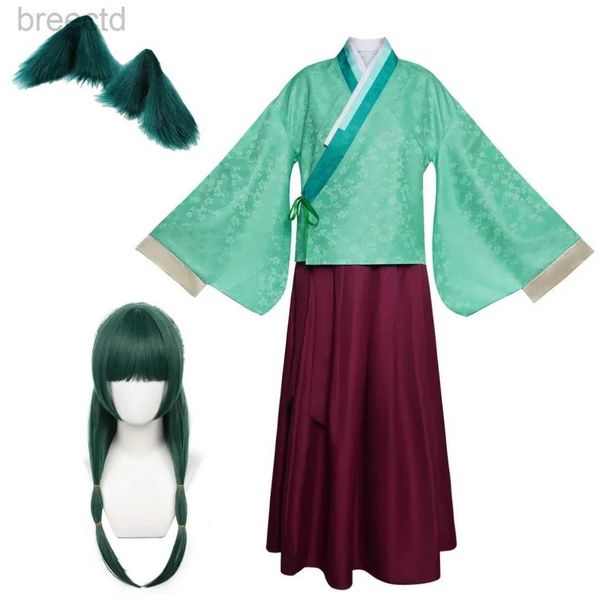 Fantas de anime anime The Botecary Diaries Maomao Cosplay Costume Vestido Salia Verde Top Top Hairpin Kusuriya No Hitorigoto Suit 240411