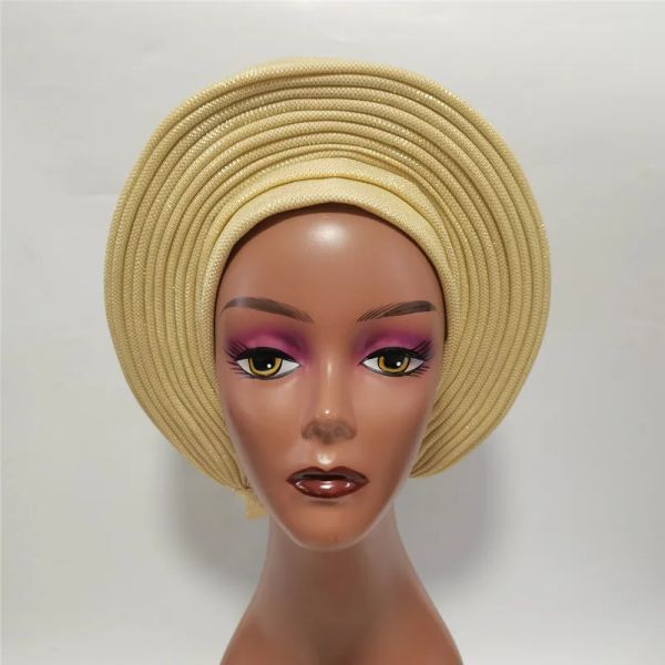 Hochwertige afrikanische Headtie Turban Nigerian Headtie Aready Made Auto Gel Turban Headwap für Hochzeitsfeier XM205-1