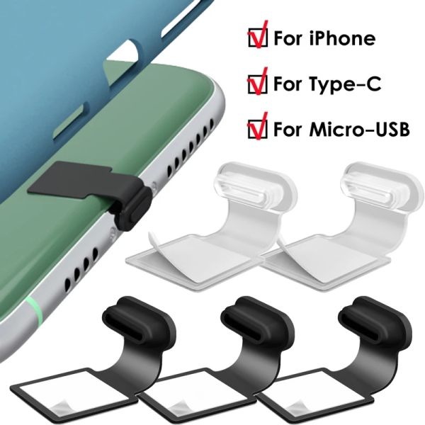 Wiederverwendbares Mobiltelefon Anti-Staubstopfen für Micro USB Typ C iOS Ladungsanschluss Anti-Lost Silikonstaubsicherer Abdeckstopper