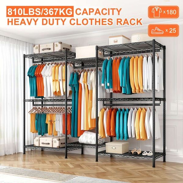 1pc Rack de roupa de metal de roupas pesadas, armário de guarda -roupa de pé grátis, 77 