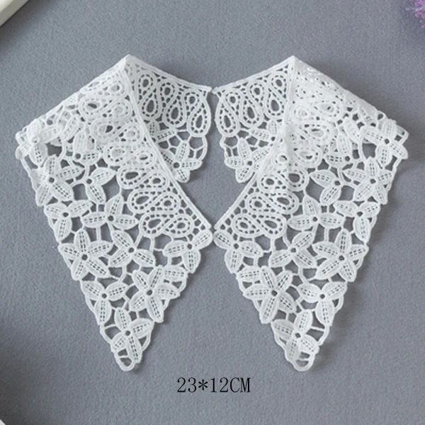 Decote branco decote de renda de colarinho artesanal de tecido de costura venise Motif Appliques Appliques Diy Craft