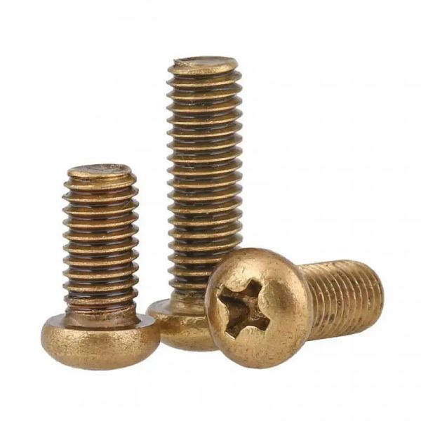 5/10/20/50pcs cross pane head coppers sólidos parafusos de máquina de latão m2 m2,5 m3 m4 m5 m6 parafusos de bronze pan da cabeça de máquina