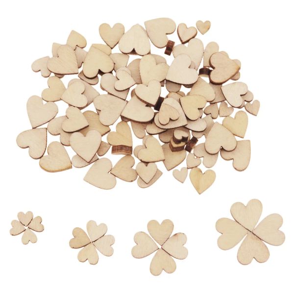 3-100pcs unvollendete hölzerne Herzen Blank Holzscheiben 1 cm-10 cm DIY Bastelhandwerk Holzkreisscheiben für Weihnachtsmalereien Hochzeitsdekoration