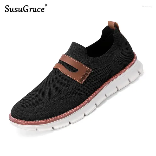 Повседневная обувь Susugrace Fashionshable Men Loafers Man Slip-On Mesh обувь Высококачественное вождение на открытом воздухе для комфорта