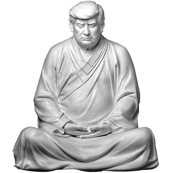 L'ex presidente degli Stati Uniti Donald Trump Resin Buddha Presidente Buddha Statue Modello fatto a mano Souvenir Trump 2024 Xitian Ascolta Buddha Statue O9131006