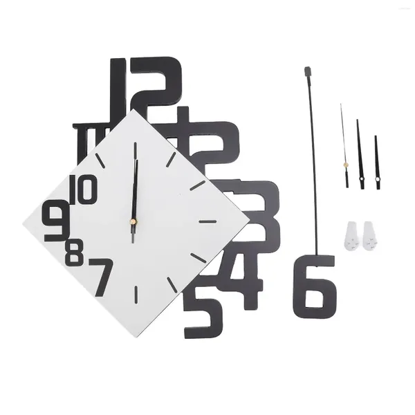Orologi da parete Pendulum senza telaio Fine Workmanship MDF ABS Batteria ad alimentazione Black White Decorative Clock Movve
