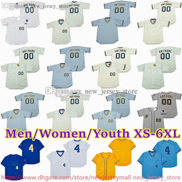 Özel XS-6XL Film Gerileme Beyzbol Forması 8 Bob Uecker 44 Hank Aaron Eddie Mathews Warren Spahn Joe Torre Gus Bell Ron Piche Robin Yount Rollie Parmaklar Formaları Jerseys