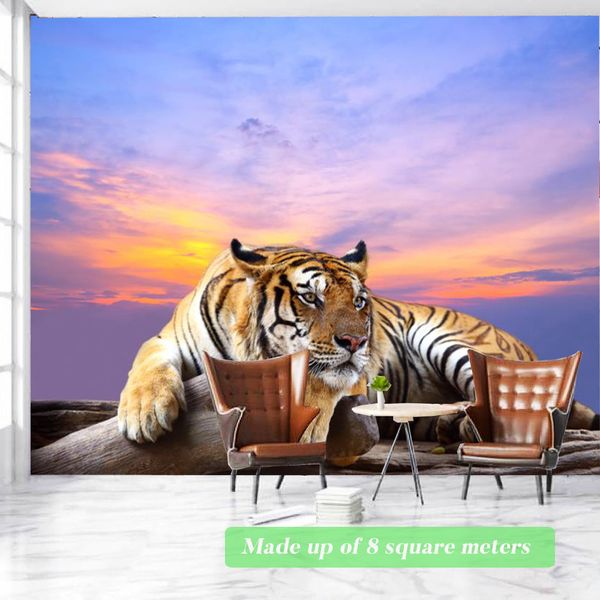 Foto personalizada papel de parede 3D estereoscópico de animal leopardo tigre papel de parede de parede de parede de estar quarto de quarto sofá tv tv murais de parede